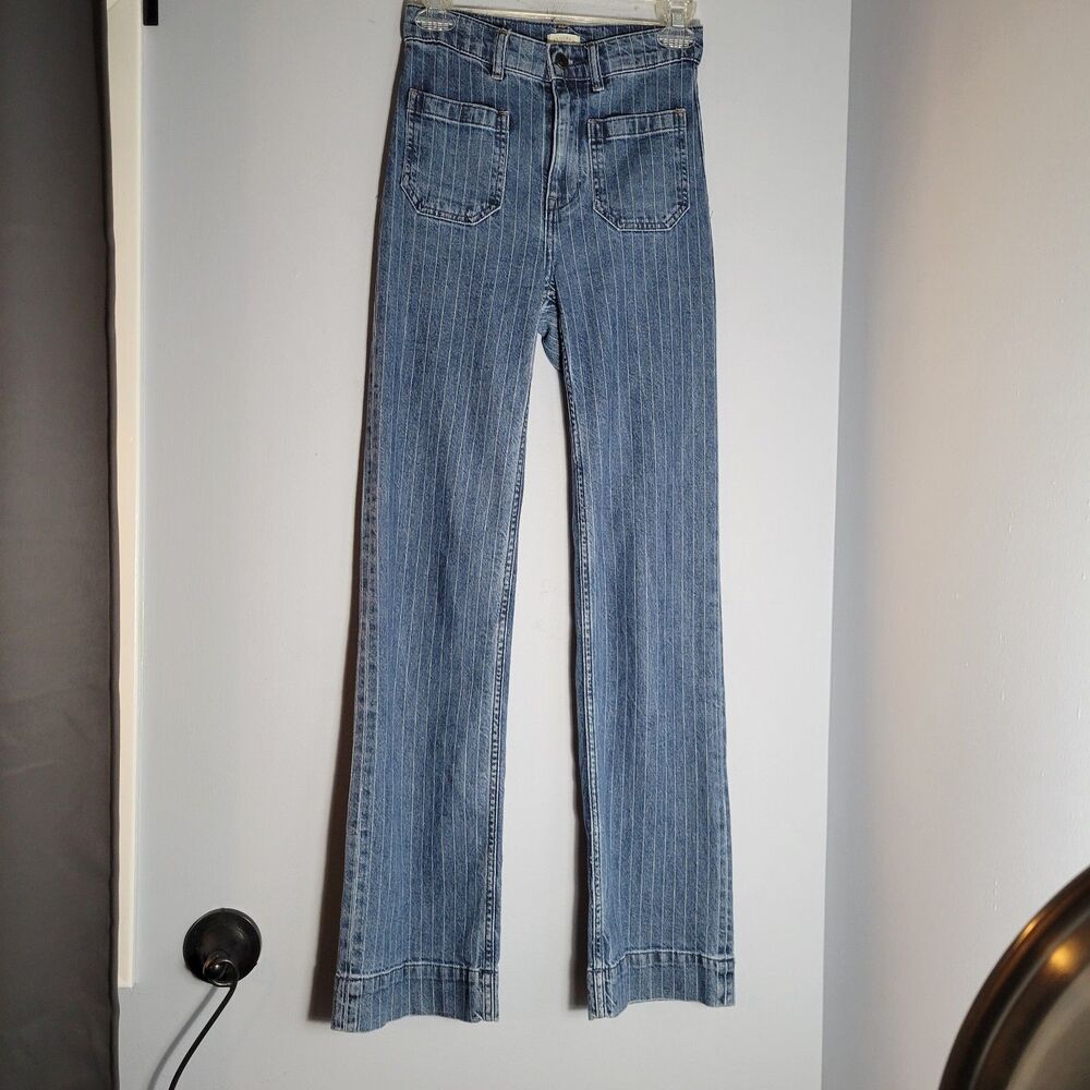 Faherty Sunwash Denim Patch Pocket Pant Women’s Dusk Stripe Wash Size 24